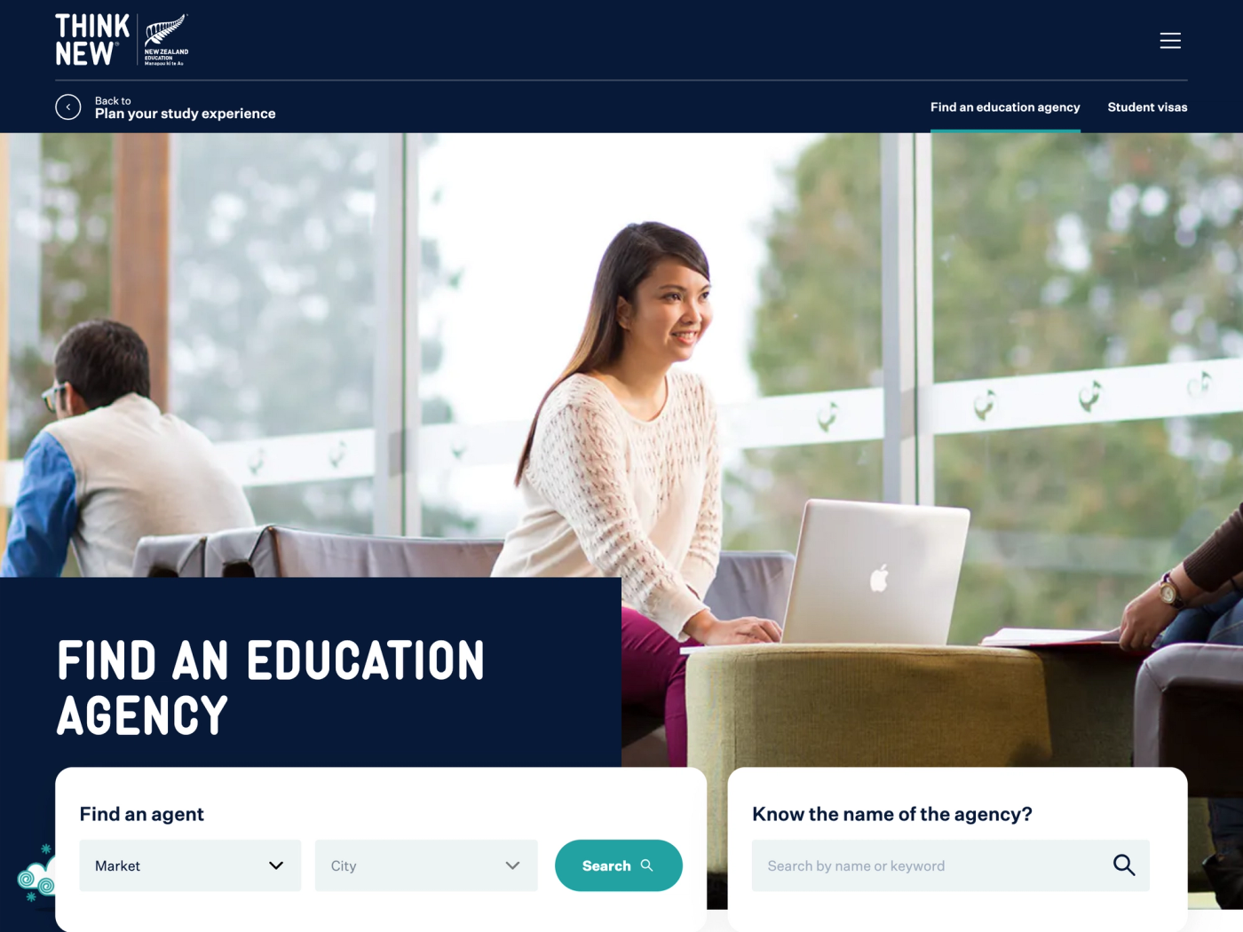Screenshot of the "Find an education agency" page